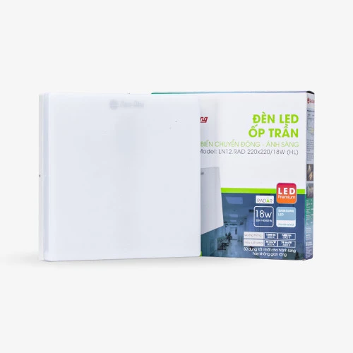 Đèn LED ốp trần vuông cảm biến chuyển động 220×220 18W LN12 RAD HL 2
